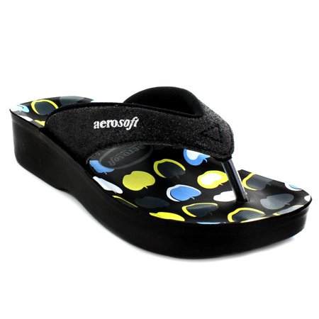 Aerosoft Apple Feet Comfy Thong Strap Printed Footbed Sandals for Girls