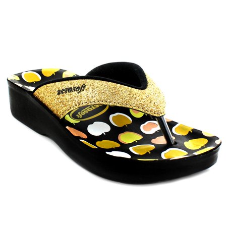 Aerosoft Apple Feet Comfy Thong Strap Printed Footbed Sandals for Girls