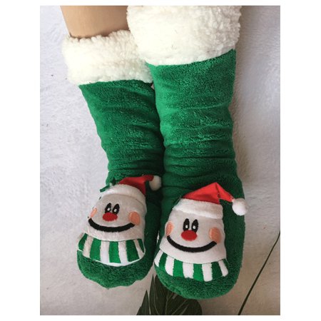 Avamo Slipper Socks Cute Animal Fuzzy Winter Warm Fleece Lining Christmas Socks Christmas Deer