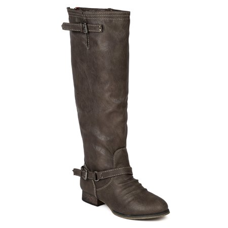 Breckelles Outlaw-81 New Women Leatherette Buckle Zipper Riding Knee High Boot