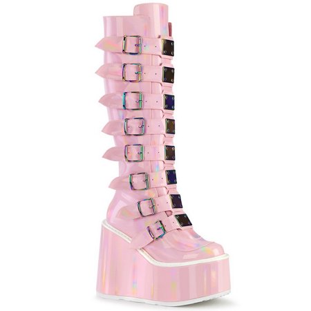 Demonia SWING-815 Women s Mid-Calf & Knee High Boots 5 1/2 P/F-B.Pink Hologram-10