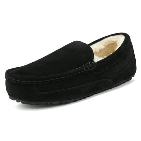 Dream Pairs New Soft Mens Au-Loafer Indoor Warm Moccasins Slippers Flats Shoes Au-Loafer-01 Black Size 15