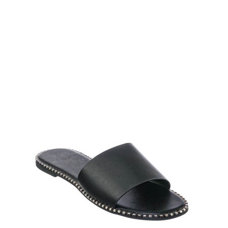 Punk Rock Metal Stud Welt Slide - Women Hardware Slipper Flat Sandals