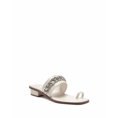 Vince Camuto Yamell Open Square Toe Ring Chunky Chain Slip On Sandals New Cream (6.5 New Cream)