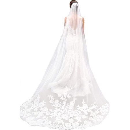 2023 MYYBLE White Ivory Lace Edge Cathedral Length Wedding Bridal Veil with Comb