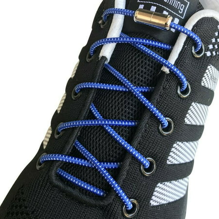 4 Pairs Black Lazy No Tie Tieless Elastic Lock Laces ShoeLaces Strings for Kids Adults Triathlon Tennis Running Cycling