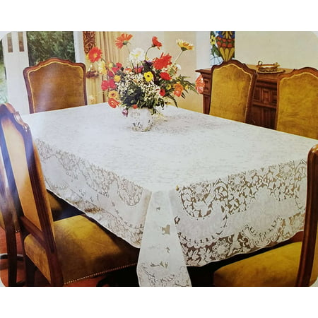 Alteza New White or Ecru Color Lace Tablecloth. Floral Design. Available in Many Sizes and Shapes - Square Round and Oblong (40 Square Ecru)