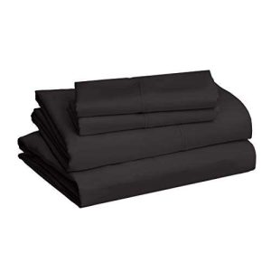 Amazon Basics Lightweight Super Soft Easy Care Microfiber Bed Sheet Set with 14" Deep Pockets - Full, Black