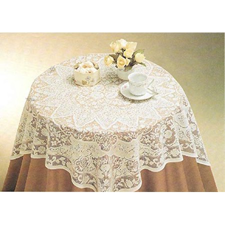 Aristocrata White or Ecru Color Lace Tablecloth. Floral Design. Available in - Square and Oval Shape (Ecru 40 Square)