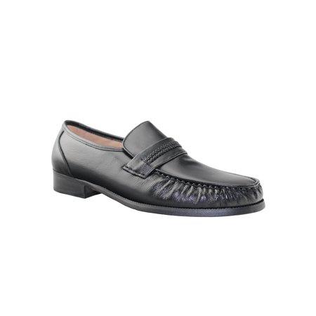 Full Leather Loafers for Men Pull On Casual Comfortable Business Shoes Wide Width Slip-Ons