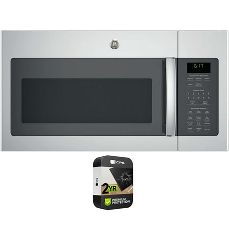 GE JVM6172SKSS 1.7 Cu. Ft. Over-the-Range Microwave Oven Stainless Steel Bundle with 2 YR CPS Enhanced Protection Pack