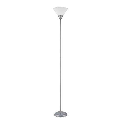 Globe Electric 67150 72" Floor Lamp, Silver, White Plastic Shade, On/Off Rotary Switch on Shade, Floor Lamp for Living Room, Floor Lamp for Bedroom, Home Improvement, Home Office Accessories
