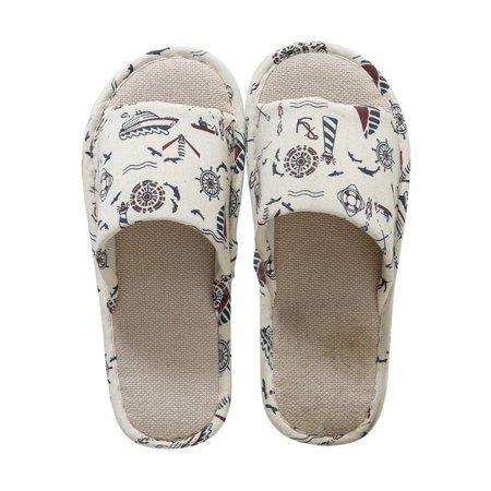 Men Women Home Slippers Sandals Flat Shoes Anti-slip Soft Sole Slippers Indoor Floor Cotton Linen Open Toe Home Sandals