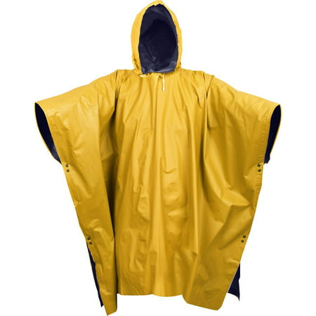 Navy Blue To Yellow - Reversible Wet Weather Rain Poncho - PVC