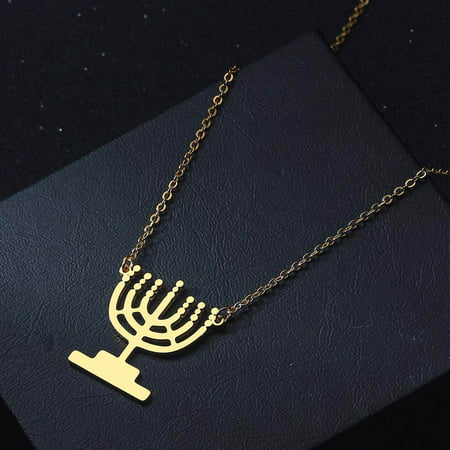 Necklaces Fashion Unisex Man Women Hanukkah Necklace Bodychain Jewel Pendant Candle Light Holder Shape Holiday Gift Stainless Steel Women s Necklaces