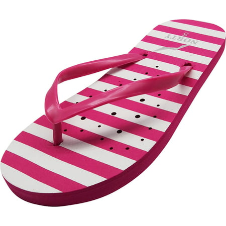 Norty Womens Summer Comfort Casual Thong Flat Flip Flops Sandals Slipper Shoes Runs One Size Small 40326-8B(M)US Pink Stripe
