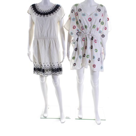 Pre-owned|J Crew Jack Rogers Womens Embroidered Trim White Shift Dress Size 2 OS Lot 2