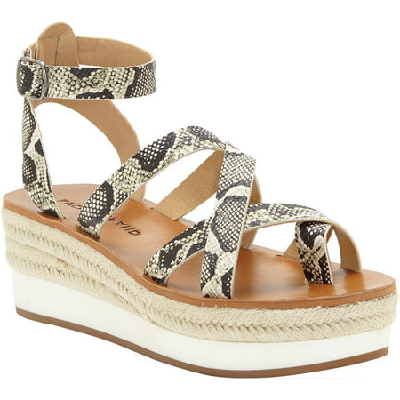 Women s Lucky Brand Jakina Espadrille Wedge Strappy Sandal Natural Alamera Synthetic 7 M