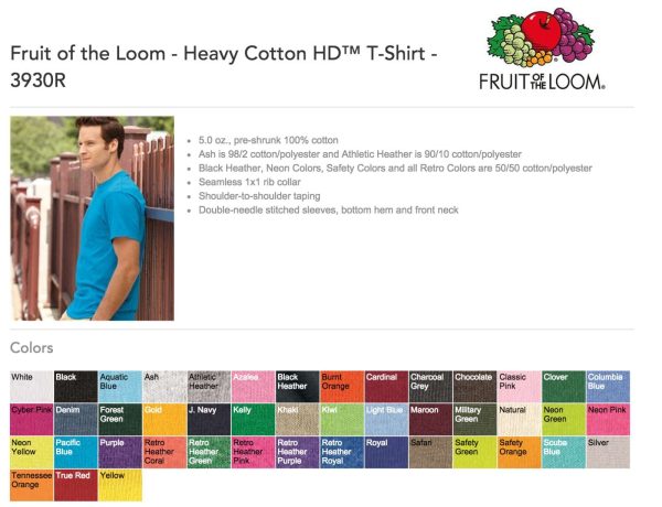 100 Fruit of the Loom T-SHIRTS BLANK BULK LOT Colors or 112 White S-XL Wholesale