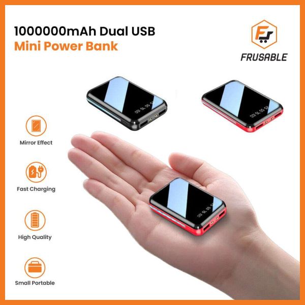 1000000mAh Mini Power Bank Dual USB UltraThin External Battery Backup Charger