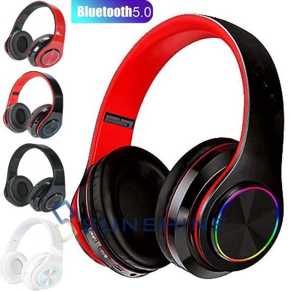 3.5mm Handsfree LED Stereo Wireless Bluetooth Headset For Android iOS Cell Phone