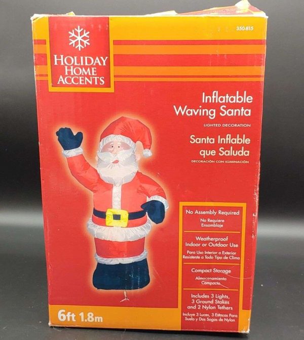 6ft Inflatable Santa waiving lights up BNIB 2006 Home Depot Home Accents Holiday