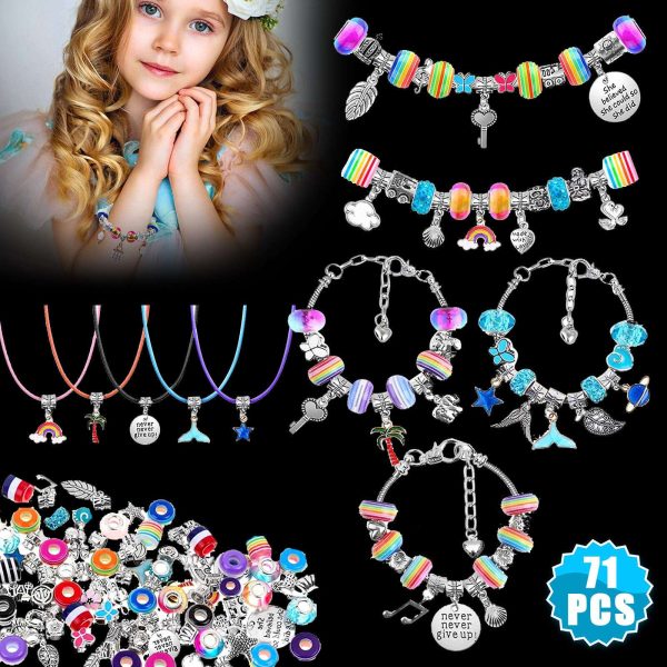 71x Charm Bracelet Jewelry Making Kit Kids Girls DIY Beading Craft Pendant Gift