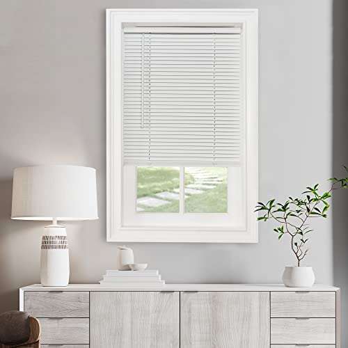 ACHIM Cordless Light Filtering Mini Blinds for Windows, Horizontal Vinyl Window Blinds, Shades for Indoor Windows, Inside Mount 1” GII Morningstar Collection, Pearl White, 30” W in x 64” H