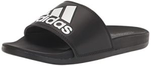 adidas Unisex Adilette Comfort Slide Sandal, Black/White/Black, 12 US Women