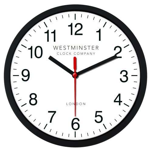 Always Home Westminster Clock Company 8 Inch Quartz Wall Clock (Standard Clock) Ticking/Battery Operated for School Office Classroom