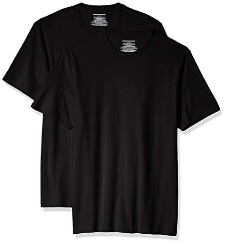 Amazon Essentials Men's Slim-Fit Short-Sleeve Crewneck T-Shirt, Pack of 2, Black, Large