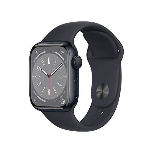 Apple Watch Series 8 [GPS 41mm] Smart Watch w/ Midnight Aluminum Case with Midnight Sport Band - S/M. Fitness Tracker, Blood Oxygen & ECG Apps, Always-On Retina Display, Water Resistant