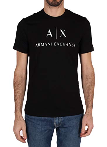 A|X ARMANI EXCHANGE mens Classic Crew Logo Tee T Shirt, Black, Small US
