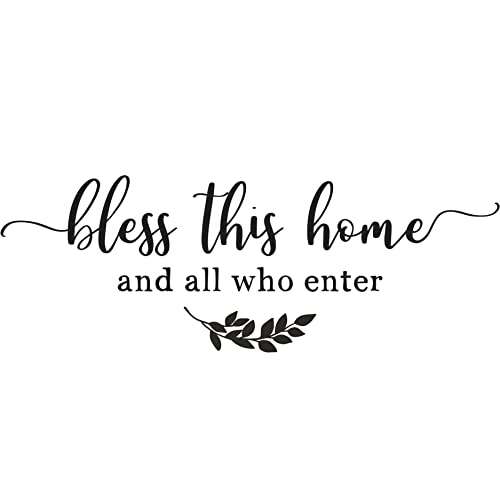 Bless This Home and All Who Enter Wall Decal. 23x9 Vinyl Welcome Home Wall Sticker Art for Entryway or Living Room. Christian Wall Decor.