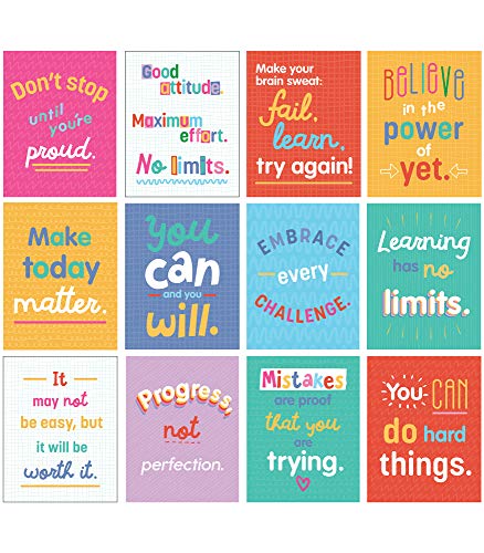 Carson Dellosa Growth Mindset Posters, 8.5" x 11" Motivational Poster Set for Bulletin Board, Wall Decor, Classroom Decor, Calm Down Corner Supplies, ... Awareness Items (12 Posters) (Mini Posters)
