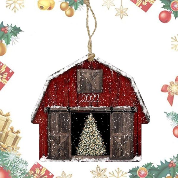 Christmas Wood Pendant Decorations For Living Room Wooden Farm Holiday Décor