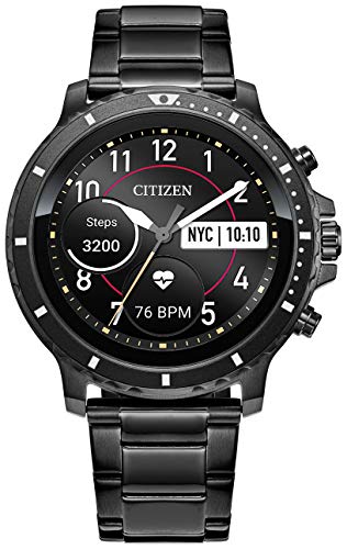 Citizen CZ Smart 46mm Stainless Steel Smartwatch Touchscreen, Heartrate, GPS, Speaker, Bluetooth, Notifications, IPHONE and Android Compatible, Powered by Google Wear OS