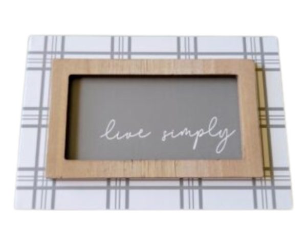 Decocrated Wooden Art Block Live Simply Frame Board Script Plaid Tier Tray Decor