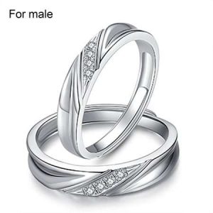 Diamond and Silver Couple Ring Proposal Diamond Ring Promise Engagement Rings for Women Men Wedding