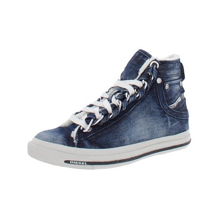 Diesel Womens Exposure IV Faux Fur Denim Casual and Fashion Sneakers