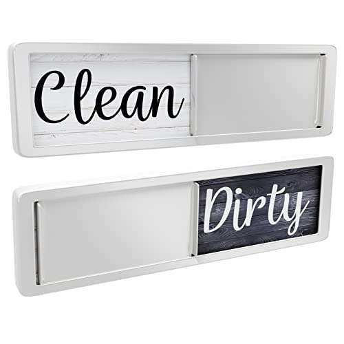 Dishwasher Magnet Clean Dirty Sign, Strong Clean Dirty Magnet for Dishwasher, Universal Dirty Clean Dishwasher Magnet Indicator for Kitchen Organization, Slide Rustic Farmhouse Black and White Wood