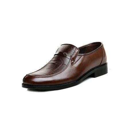 Eloshman Mens Dress Shoes Flats Oxford Shoes Work Office Slip On Comfort Dance Shoes Brown 7.5