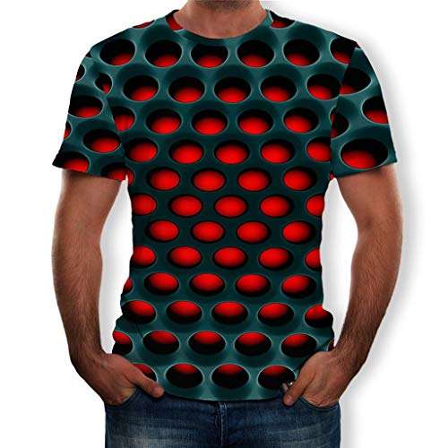 F_Gotal Unisex 3D Novelty Tshirts Men Graphic Funny Tees 3D Printed Crewneck Short Sleeve Summer Casual Tees Blouse Tops Red