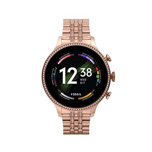 Fossil Unisex Gen 6 42mm Stainless Steel Touchscreen Smart Watch, Color: Rose Gold (Model: FTW6077V)