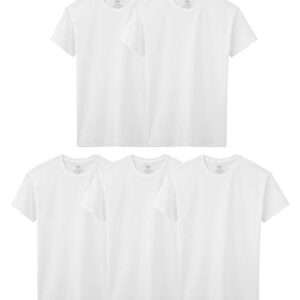 Fruit of the Loom Big Cotton T Shirt, Boys-5 Pack-White, X-Large