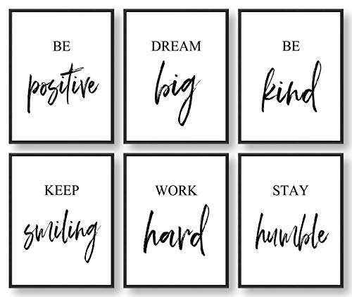 GIFTSFARM Inspirational Wall Art, Motivational Wall Art, Office Wall Decor, Wall Art for Living room and Bedroom, Office Decor (Set of 6, 8X10in, Unframed)