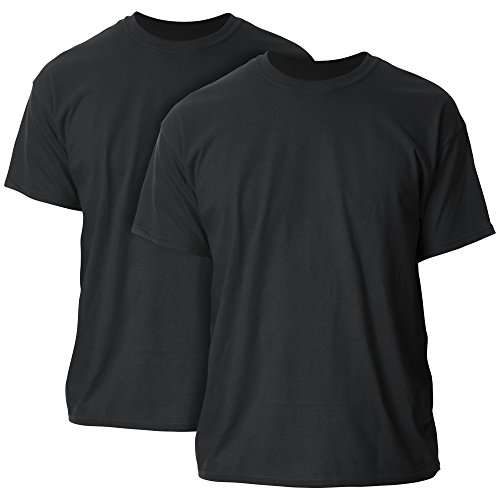 Gildan mens Ultra Cotton T-shirt, Style G2000, Multipack T Shirt, Black (2-pack), Large US
