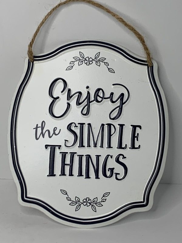 HOBBY LOBBY Metal Hanging Sign, Home Decor "Enjoy the Simple Things" NWT