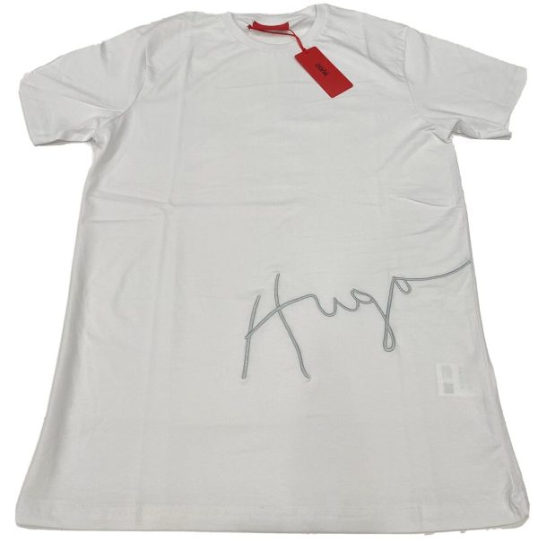 Hugo Boss t-shirt Men's M NWT Signature Embroidery Crew Neck slim fit White