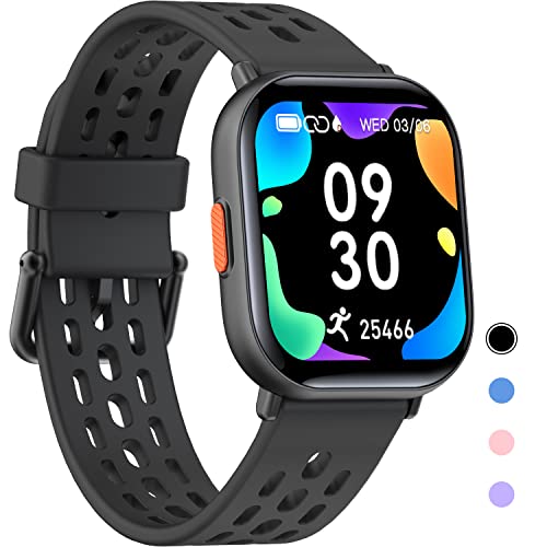 Kids Smart Watch for Boys Girls,IP68 Waterproof Kids Fitness Activity Tracker Watch,Heart Rate Sleep Monitor,8 Sport Modes, Pedometers, Calories Counter, Alarm Clock, Kids Gifts for Teens 6+ (Black)